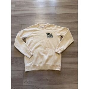 Mels Drive-In Mens Cream Graphic Raglan Sweatshirt Size M Vintage Style Diner